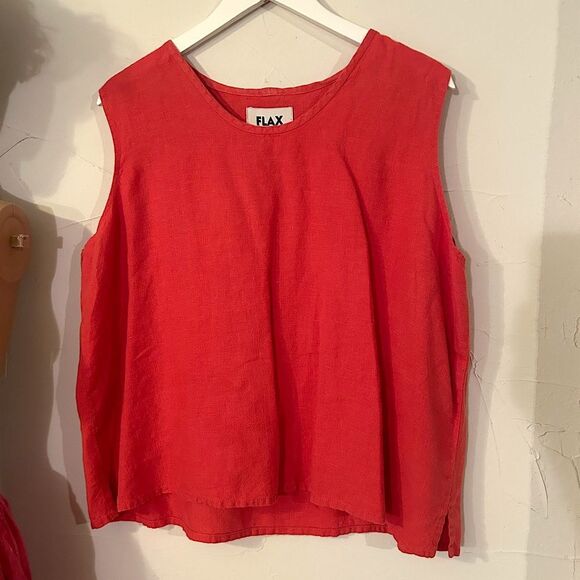 FLAX Jeanne Engelhart Women’s Linen Three Piece Coral Pink Rose Print Set - Picture 7 of 16